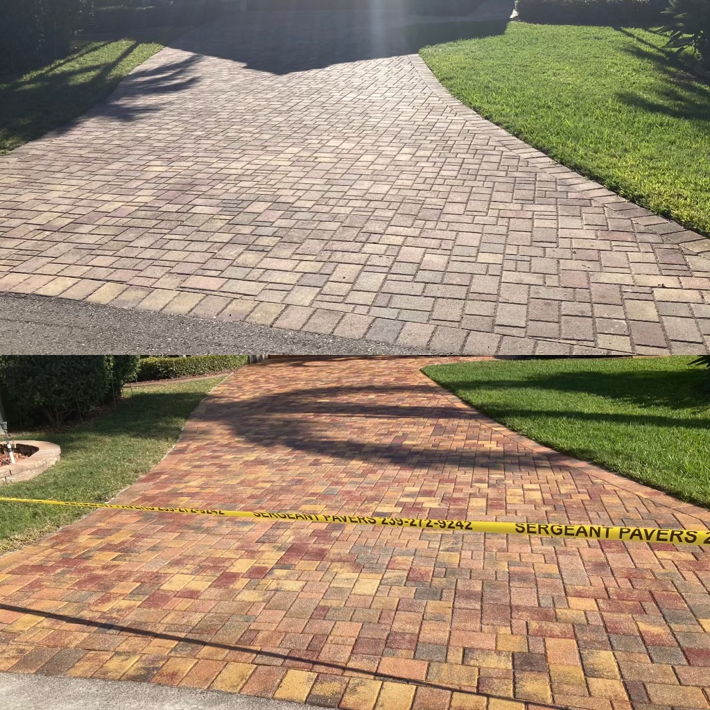 driveway paver sealing before and after